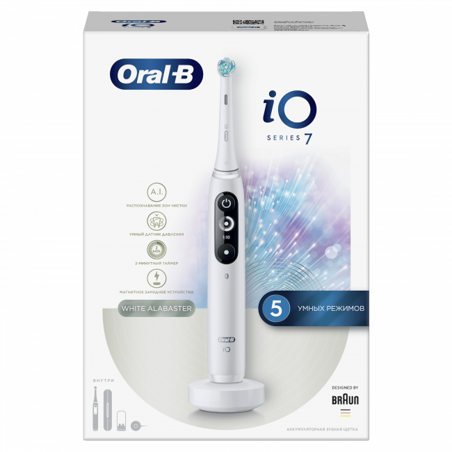 Электрическая зубная щетка Braun Oral-B iO 7 White Alabaster - фото