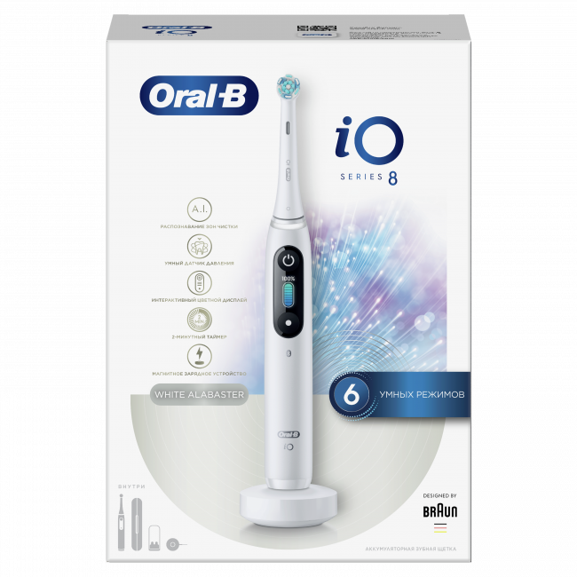 Электрическая зубная щетка Braun Oral-B iO 8 White Alabaster - фото