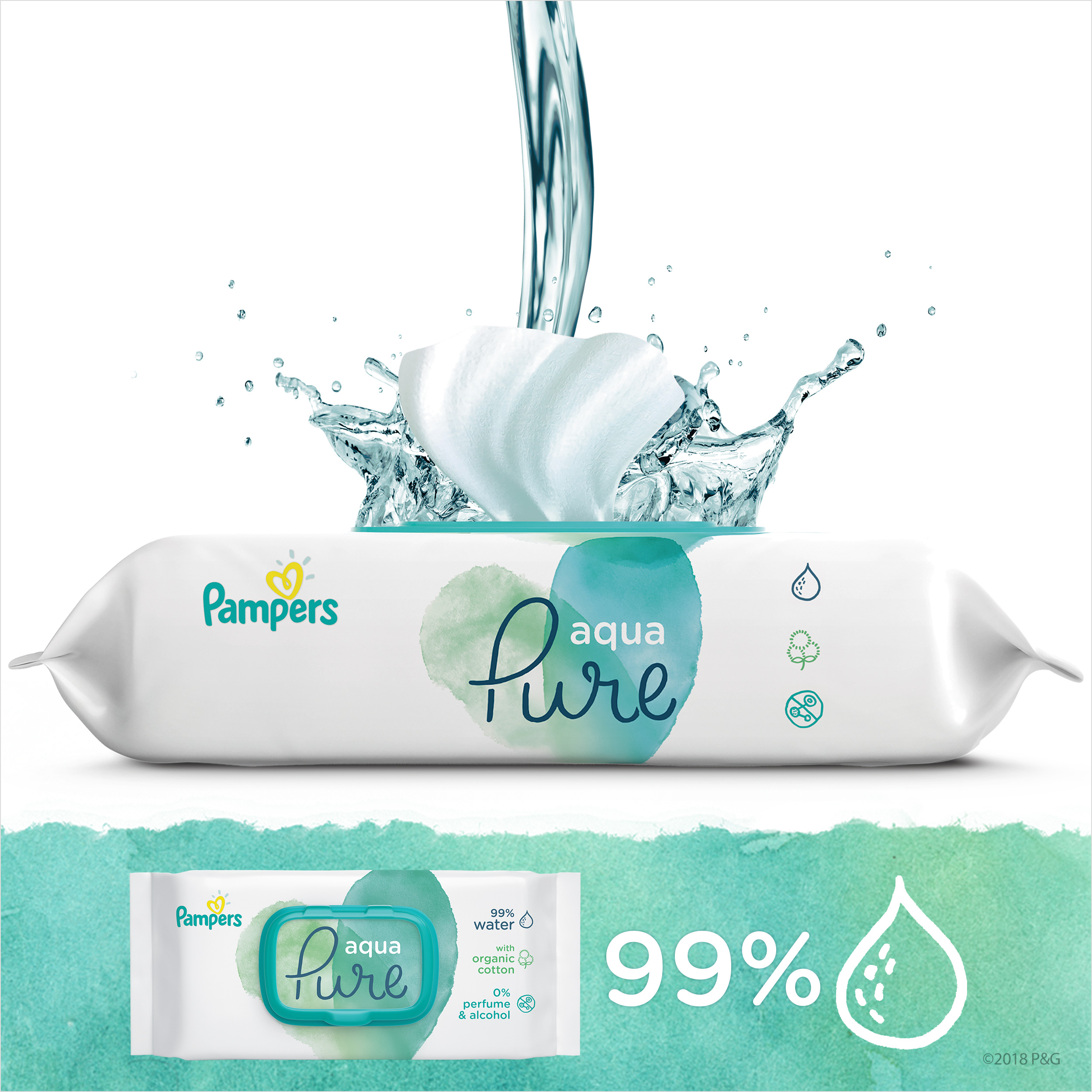 Детские влажные салфетки Pampers aqua Pure 48 штук - фото3