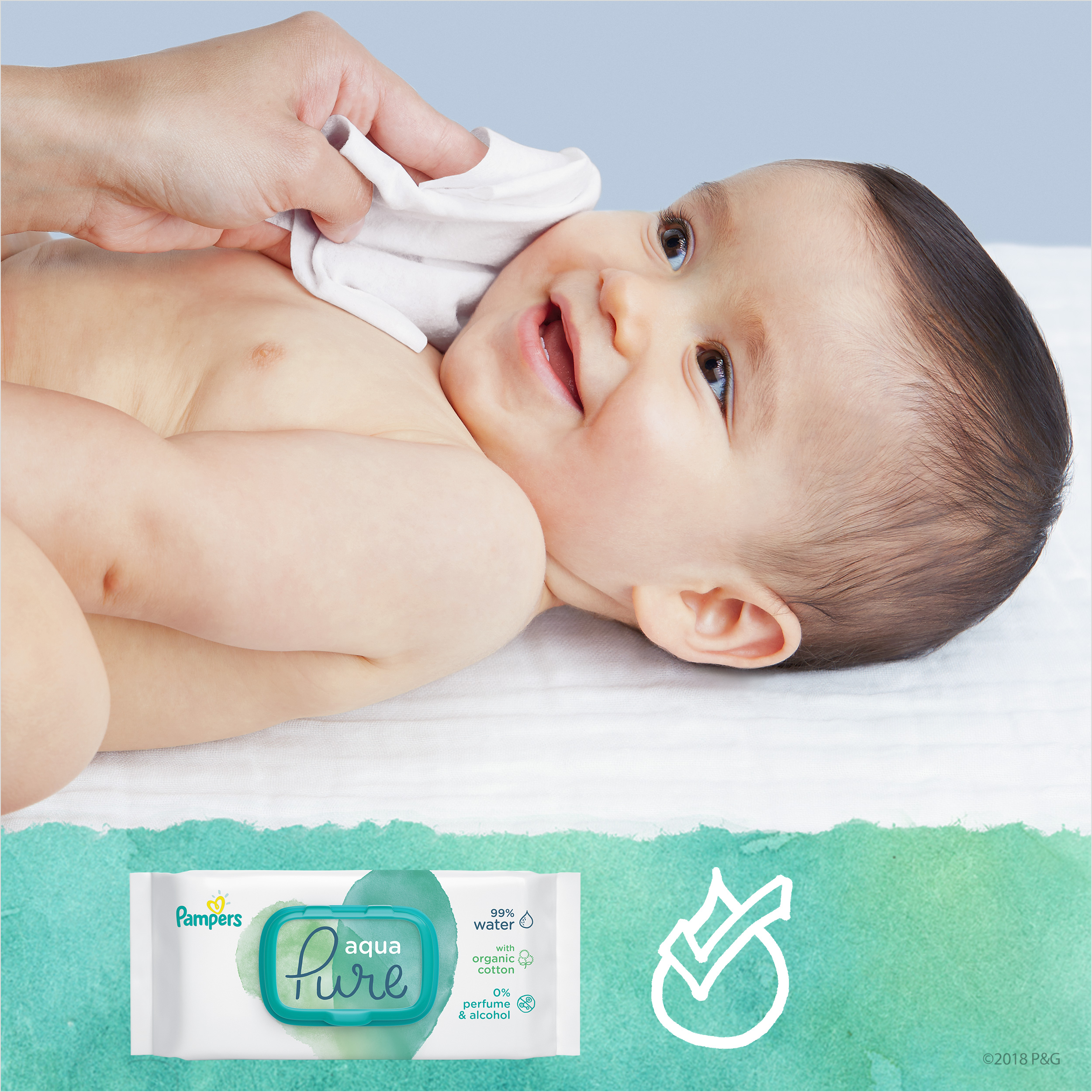 Детские влажные салфетки Pampers aqua Pure 96 штук - фото8